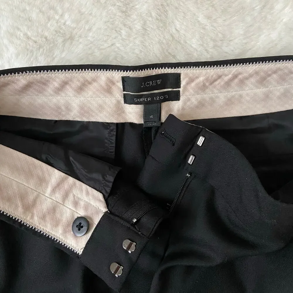 J. Crew Super 120's Black Wool Pants Size 4